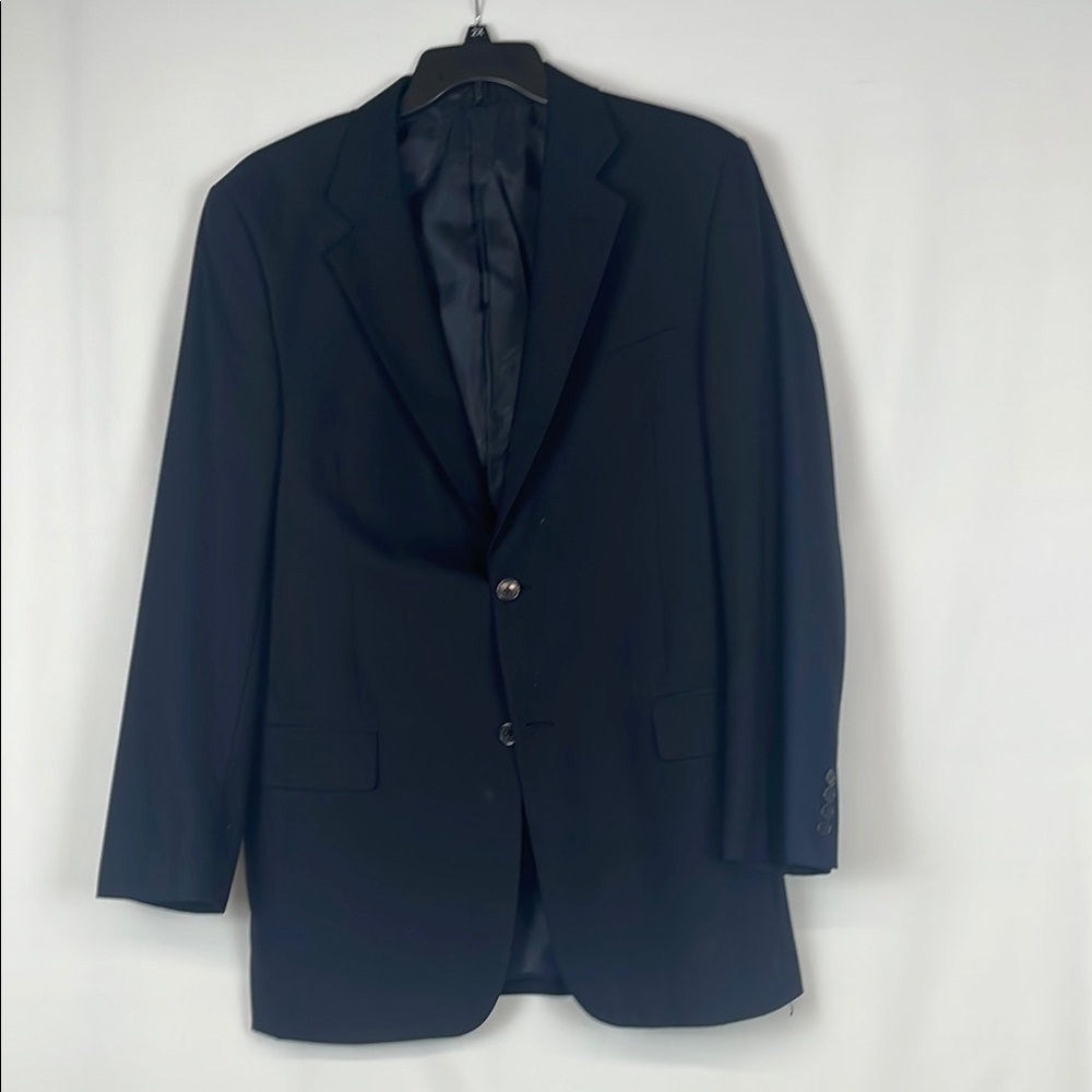 Carlo Russo Classic Navy Sport Coat with Notched Lapel & Relaxed Fit - Size 44L